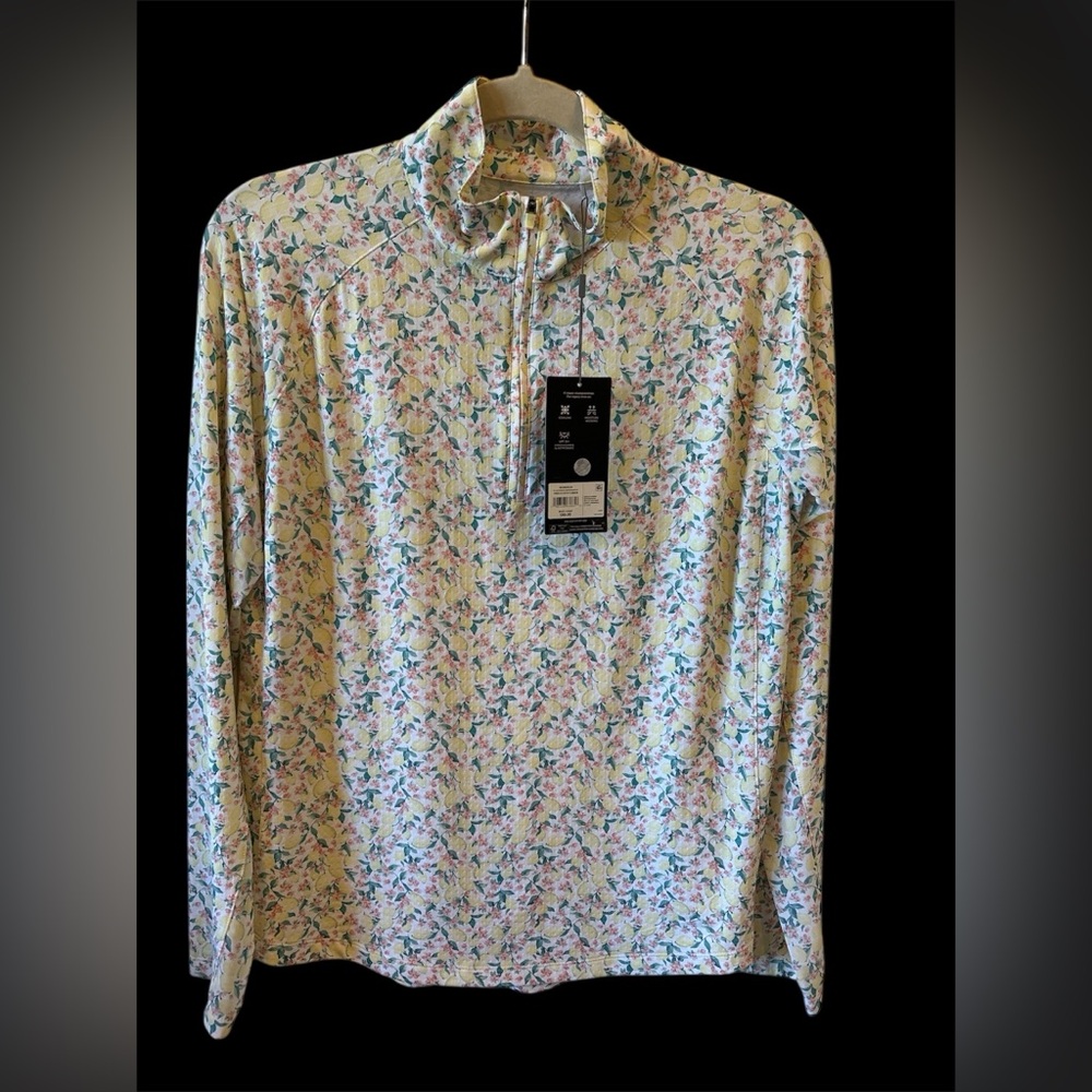 Walter Hagen Ditsy Lemon Perform 11 UV Protect Qtr Zip Women’s Med NWT(MSRP $80)